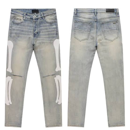 Amiri Leather Bone Patch Pants With Belt Loops